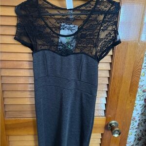 Black Lace Overlay Dress